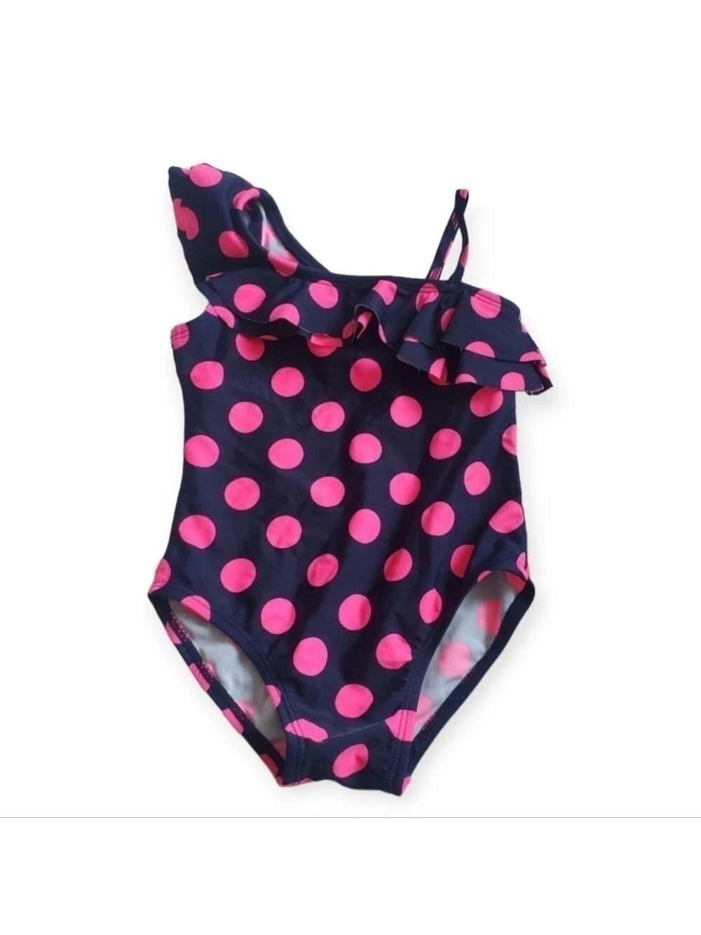 OshKosh Pink Dark Blue Polka Dot One Piece Swimsuit Size 2T